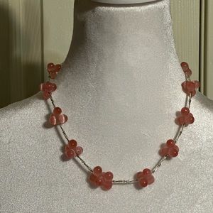 EUC TENG YUE PINK CHERRY QUARTZ NECKLACE AND MATCHING EARRINGS